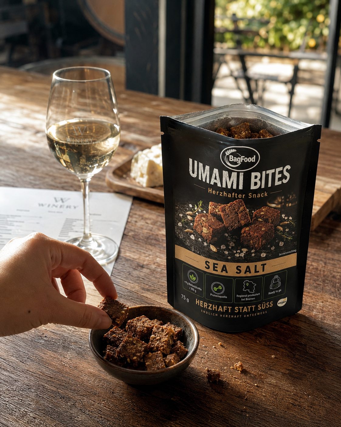 BagFood Sea Salt mit Weißwein im Weingut